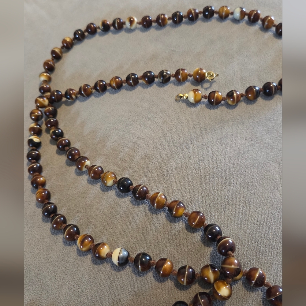 Tiger Eye Bead Necklace FIFTY Inches In Length - Picture 3 of 4